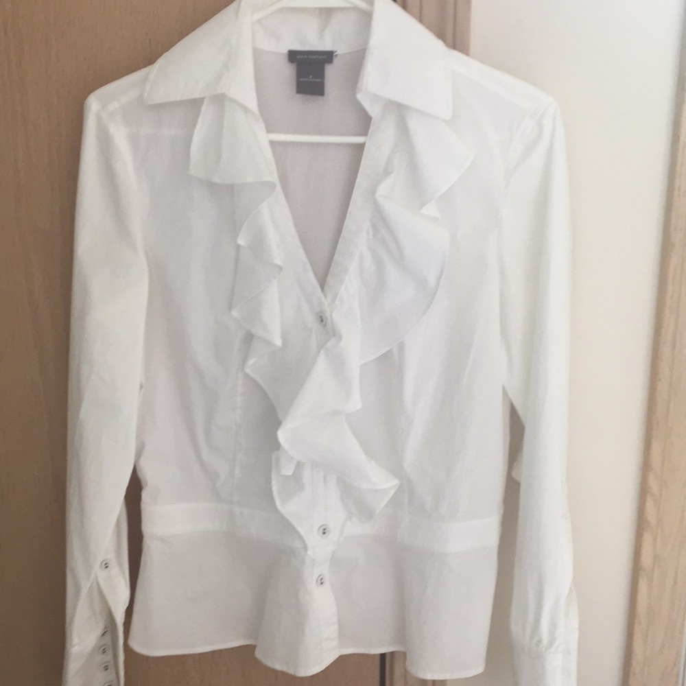 Ruffle dressy white blouse